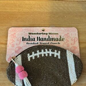 Wandering Moon Brown Beaded Football Wristlet